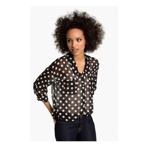 Free People-Sheer Polka Dot Long Sleeve Blouse